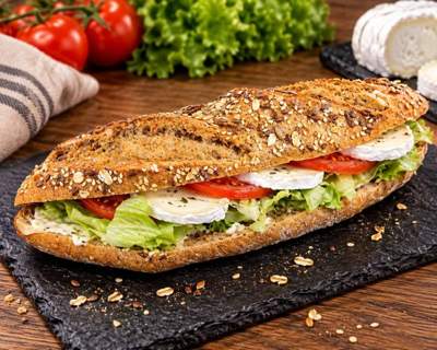 Bocadillo de queso de cabra y verduras
